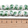 Handmade Flower Printed Porcelain Ceramic Beads Strands PORC-M007-10mm-16-3