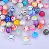 Printed Round Silicone Focal Beads SI-JX0056A-92-2
