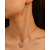 Heart Sun 304 Stainless Steel Pendant Necklaces & Dangle Earrings Sets FS-WGE9EFA-02-2