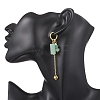 304 Stainless Steel Green Aventurine Heart Tassel Hoop Earrings EJEW-JE06731-02-2