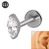 G23 Titanium Cubic Zirconia Horse Eye 17 Gauge Internally Threaded Labrets for Women Men WG9E7C9-14-1