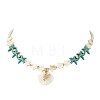 Summer Beach Carved Natural Freshwater Shell and Alloy Shrimp Pendant Starfish Dyed Synthetic Turquoise & Glass Beaded Necklaces for Women NJEW-JN06506-01-2