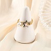 Eco-Friendly Copper Wire with Natural Abalone Shell/Paua Shell Finger Rings RJEW-JR01086-01-2