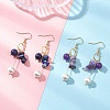 2 Pairs Natural Amethyst & Lapis Lazuli Dangle Earrings EJEW-JE06829-1