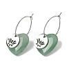 Natural Green Aventurine & 304 Stainless Steel Hoop Earrings for Women EJEW-G475-02P-06-4