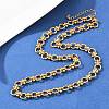 8MM 304 Stainless Steel Textured Ring Link Chain Necklaces NJEW-Z105-04G-01-2