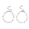 2Pcs Natural White Shell Star & Moon Link Bracelets BJEW-JB13283-2