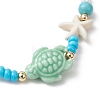3Pcs 3 Styles Handmade Porcelain & Glass Seed Bead & Starfish Synthetic Turquoise Stretch Bracelets for Women BJEW-MZ00316-3