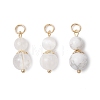 3Pcs 3 Styles Natural Quartz Crystal & Selenite & Howlite Round Beaded Pendants PALLOY-JF04701-06-1