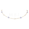 Synthetic Blue Lace Agate Star & Natural Freshwater Pearl & Brass Link Chain Necklaces NJEW-JN05687-02-2