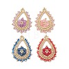 Glass Seed Bead & Dyed Natural Malaysia Jade Pendants PALLOY-MZ01280-1
