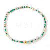 Bohemian Glass Seed Beads & Brass Stretch Bracelets for Women TI8364-2-1