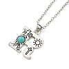 Letter A~Z Antique Silver Plated Alloy with Synthetic Turquoise Pendant Necklaces NJEW-G080-01R-2