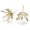 Brass Micro Pave Cubic Zirconia Stud Earring Findings KK-N233-045-NF-2