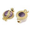 Natural Amethyst Flat Round Shaped Brass Pendants KK-F887-03G-24-2