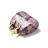 Natural Rhodonite Brass Pendants KK-E274-01G-21-3