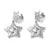 Texture Star 304 Stainless Steel Dangle Earrings EJEW-L283-018P-1