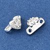 Brass Micro Pave Clear Cubic Zirconia 2-Loop Heart Spacer Bars KK-C258-05S-2