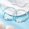 2Pcs Glass with ABS Imitation Pearl Acrylic Beaded Bracelets for Women BJEW-MZ00293-1