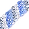Electroplate Imitation Jade & Opaque & Transparent Glass Beads Strands EGLA-Q135-6x8MM-01G-1