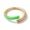 Rack Plating Brass Cubic Zirconia Open Cuff Rings for Women RJEW-S407-04C-2