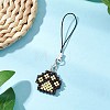 Paw Print Glass Seed Bead Beaded Charm Mobile Straps HJEW-MZ00186-02-2