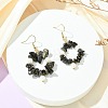 Natural Obsidian Beaded Dangle Earrings EJEW-JE07215-01-1