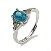 Oval Natural Apatite Adjustable Rings RJEW-Q818-01P-09A-2