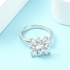 Flower Rotatable Open Cuff Rings for Women RJEW-G333-01A-3