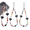 2Pcs Colorful Beads Plastic Pearl Heart Beaded Chain Moblie Straps AJEW-AR0001-61-1