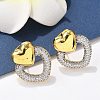 Brass Micro Pave Clear Cubic Zirconia Stud Earrings EJEW-F359-03G-02-5