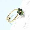 Adjustable 304 Stainless Steel Natural African Turquoise(Jasper) Cuff Open Rings RJEW-P187-01G-07-2