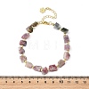 Nuggets Natural Tourmaline & Round Synthetic Non-magnetic Hematite Beaded Bracelets for Women BJEW-JB14177-4
