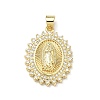 Brass Micro Pave Clear Cubic Zirconia Pendants KK-P350-06B-G-1