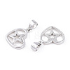 Rhodium Plated 925 Sterling Silver Heart with Star Pendants STER-T007-50P-2