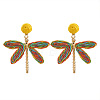 Alloy & Raffia Dangle Stud Earrings FS-WGCB008-01-1