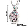 Brass Pave Colorful Cubic Zirconia Letter Pendant Box Chain Necklaces NU0575-29-1