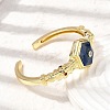 Hexagon Brass Pave Natural Gemstone & Cubic Zirconia Cuff Bangles for Women BJEW-Z172-01G-5