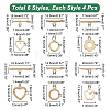 24Pcs 6 Styles Rack Plating Brass Toggle Clasps KK-DC0001-45-2