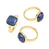 Natural Lapis Lazuli Finger Rings with Brass Findings G-H353-04G-02-4
