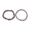 Chip & Round Natural Garnet Beaded Stretch Bracelets for Women BJEW-JB10189-04-3