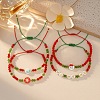 4Pcs Christmas Glass & Plastic Beaded Adjustable Bracelet Set for Women YO6300-3