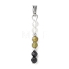 Faceted Round Natural Quartz Crystal & Labradorite & Black Spinel Beaded Pendants PALLOY-JF03529-08-1