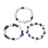 3Pcs Natural Lapis Lazuli & Synthetic Howlite Chip Beaded Stretch Bracelets for Women BJEW-JB12959-2