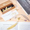  Glass Ball & 3D Brass Butterfly Pendant Bookmarks AJEW-NB0005-09-4