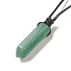 Natural Green Aventurine Bullet Pendant Necklace with Waxed Cords for Women NJEW-M196-02D-4