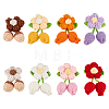 8Pcs 8 Colors Handmade Crochet Cotton Flower Ornaments AJEW-FG0004-12-1