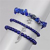 3Pcs Alloy & Natural Lapis Lazuli Beads Charm Bracelets DY7954-5-1