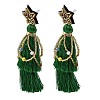304 Stainless Steel Star Tassel Stud Earrings EJEW-D344-01-2