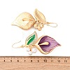 Flower Alloy Enamel Dangle Earrings EJEW-Z108-01G-3